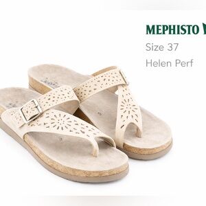 Mephisto Helen Perf Sandals Size 37 LT Taupe Nubuck | Walking Comfort